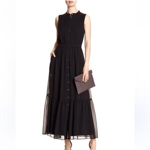 Banana Republic Black Sleeveless Mock Neck Midi Dress
